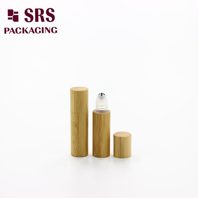 environment-friendly plastic empty 5ml steel ball roll on package natural bamboo bottle